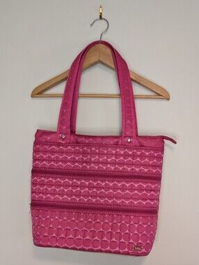 Lug Pink Quilted Tote Bag With Luggage Loop To Ride Easily On Your Carry-on Bag